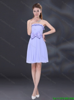 2015 Summer Elegant Chiffon Lace Up Dama Dress in Lavender