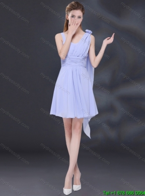 2015 Summer Elegant Chiffon Lace Up Dama Dress in Lavender