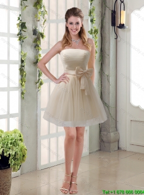 2015 Summer Elegant Princess Mini Length Lace Dama Dress with Bowknot