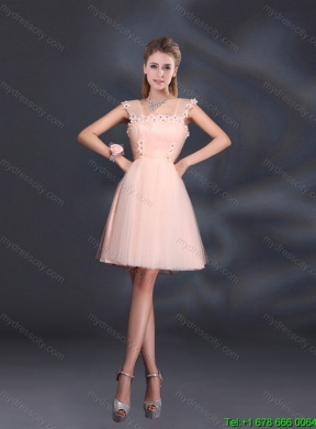 A Line Tulle Perfect 2015 Summer Sturning Dama Dresses with Straps