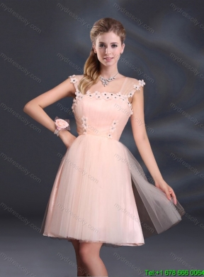 A Line Tulle Perfect 2015 Summer Sturning Dama Dresses with Straps