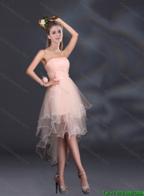 Appliques Strapless Ruffles Organza 2015 Summer Top Seller Dama Dresses