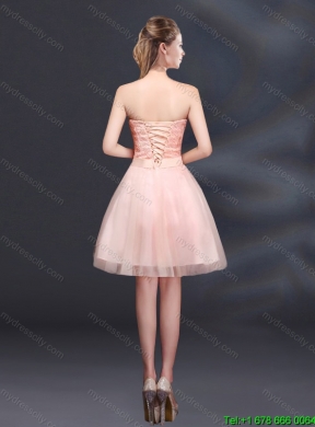 Perfect Strapless A Line Hand Made Flowers Dama Dress for 2015 Summer