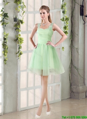 Ruching Organza A Line Mini Length 2015 Summer New Arrival Dama Dress with Lace Up