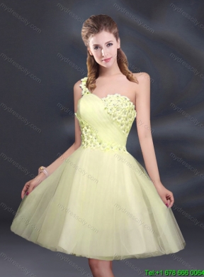 Sweet One Shoulder A Line Appliques 2015 Top Seller Dama Dress