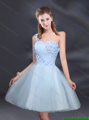 Sweet One Shoulder A Line Appliques 2015 Top Seller Dama Dress