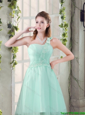 2015 Summer New Style  A Line Appliques Dama Dress with One Shoulder