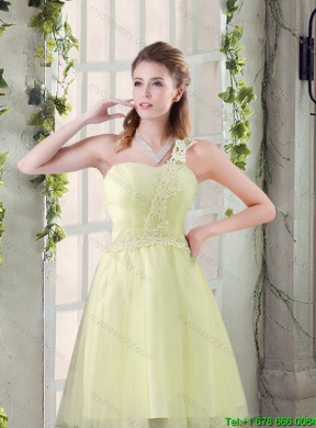 2015 Summer New Style  A Line Appliques Dama Dress with One Shoulder