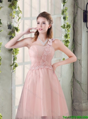 2015 Summer New Style  A Line Appliques Dama Dress with One Shoulder