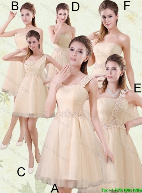 New Arrival Strapless Appliques 2015 Summer Dama Dress in Champagne