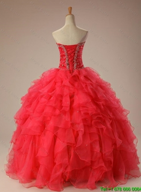 2015 Classical Sweetheart Beaded Quinceanera Dresses with Ruffles