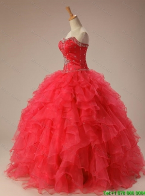 2015 Classical Sweetheart Beaded Quinceanera Dresses with Ruffles