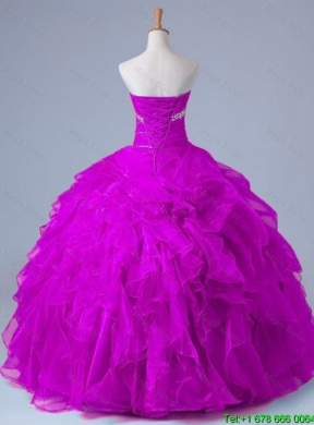 2015 Strapless Quinceanera Dresses with Beading and Ruffles