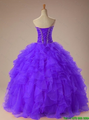 2015 Beautiful Sweetheart Beaded Quinceanera Dresses with Ruffles