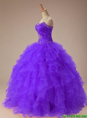 2015 Beautiful Sweetheart Beaded Quinceanera Dresses with Ruffles