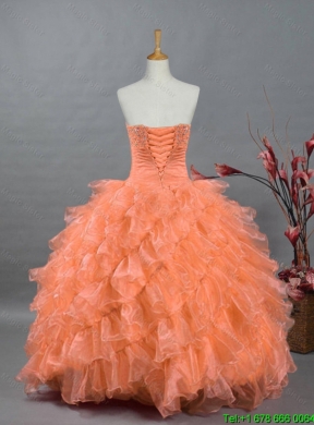 2015 Fashionable Sweetheart Quinceanera Gowns with Beading and Ruffles