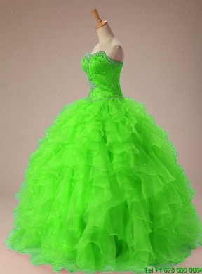 2015 Perfect Sweetheart Quinceanera Dresses with Beading and Ruffles