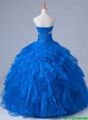 2015 Pretty Strapless Quinceanera Dresses with Beading and Ruffles