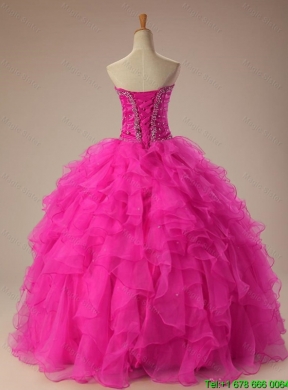 2015 Sexy Sweetheart Ball Gown Sweet 16 Dresses in Hot Pink