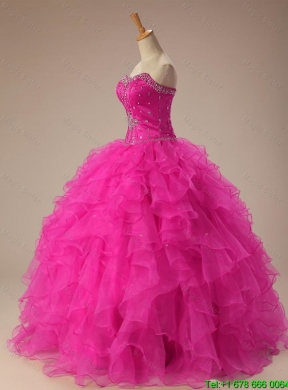 2015 Sexy Sweetheart Ball Gown Sweet 16 Dresses in Hot Pink