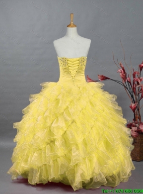 Beaded and Ruffles Quinceanera Dresses in Organza for 2015