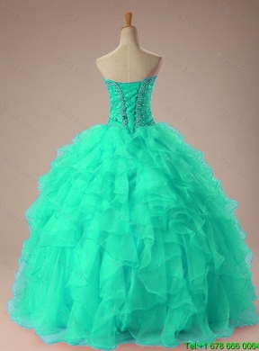 2015 Romantic Sweetheart Beaded Quinceanera Dresses with Ruffles