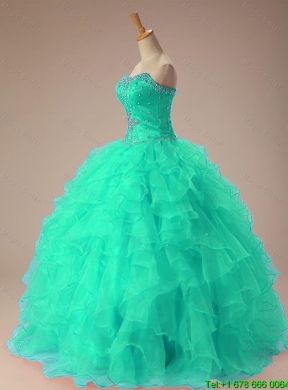 2015 Romantic Sweetheart Beaded Quinceanera Dresses with Ruffles