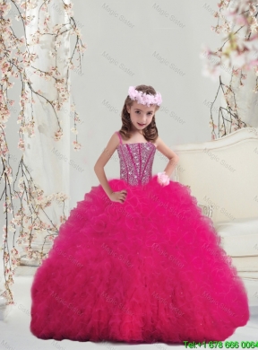 Detachable Sweetheart Beaded and Ruffles Wonderful Quinceanera Dresses in Hot Pink