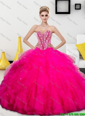 2016 Fall New Style Beading and Ruffles Sweetheart Quinceanera Dresses