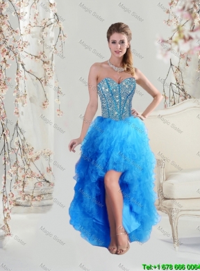 2016 Fall New Style Sweetheart Beaded and Ruffles Detachable Sweet 16 Dresses