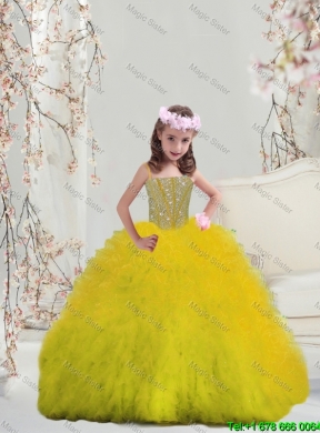 2016 Spring Detachable Sweetheart Yellow Quinceanera Dresses with Beading and Ruffles