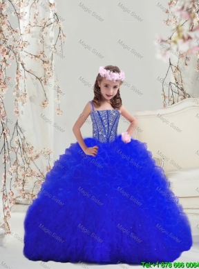 2016 Spring Pretty and Detachable Beaded and Ruffles Sweetheart Sweet 16 Dresses in Royal Blue