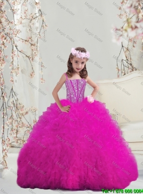 2016 Summer Detachable Sweetheart Fuchsia Quinceanera Dresses with Beading and Ruffles