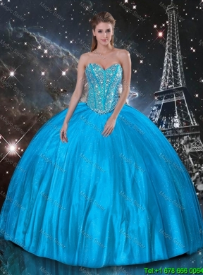 2016 Summer Popular Ball Gown Beaded Detachable Quinceanera Gowns in Blue