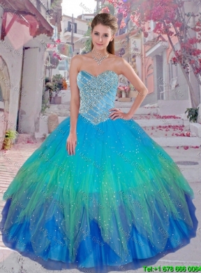 2016 Winter Perfect Multi Color Sweetheart Sweet 16 Dresses with Beading