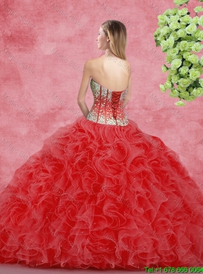 2016 Pretty Sweetheart Beaded Quinceanera Dresses with Ruffles