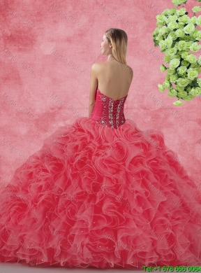 New Style Strapless Beaded and Ruffles Quinceanera Dresses for 2015