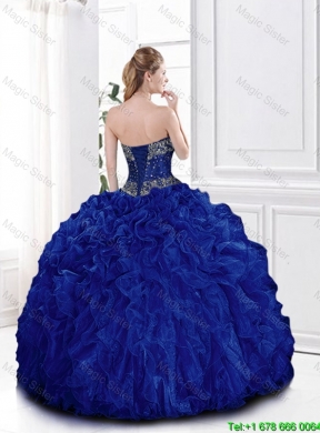 Elegant Beaded and Ruffles Quinceanera Gowns in Royal Blue