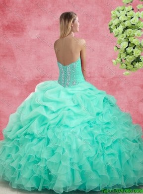 Luxurious Apple Green Quinceanera Gowns with Beading and Ruffles