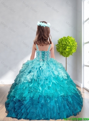 Simple Straps Mini Quinceanera Dresses with Beading and Ruffles