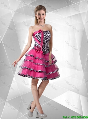 2016 Spring Discount A Line Strapless  Prom Dresses with Ruffled Layers