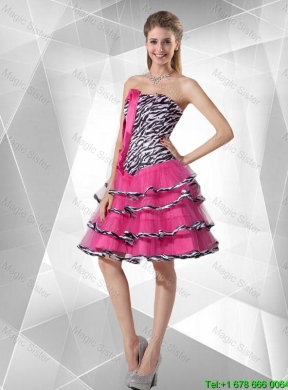 2016 Spring Discount A Line Strapless  Prom Dresses with Ruffled Layers