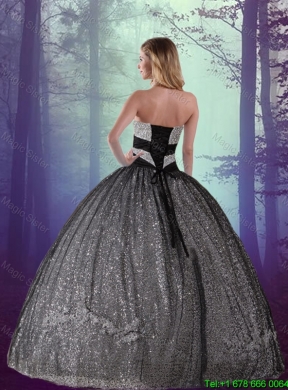 2015 Fall Classical Ball Gown Sweetheart Appliques Matching Sister Dresses in Black