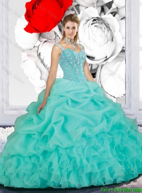 2015 Winter New Style Ball Gown Straps Matching Sister Dresses in Turquoise