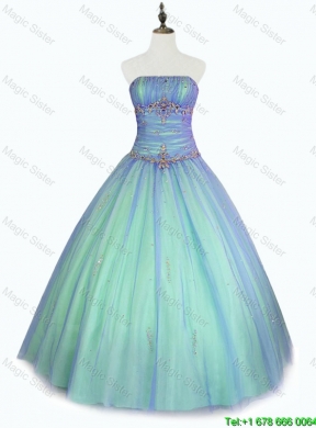 In Stock Beaded Floor Length Sweet 16 Dresses with Strapless