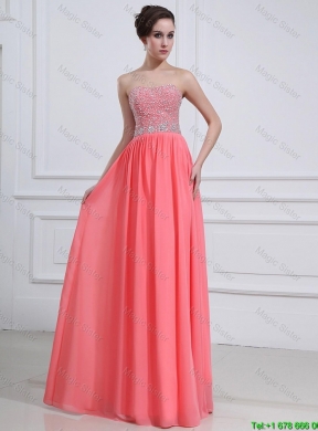 2016 Popular Watermelon Sweetheart Prom Dresses with Beading