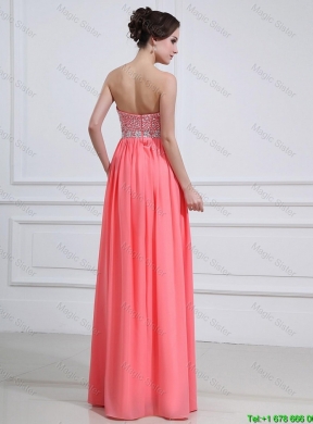 2016 Popular Watermelon Sweetheart Prom Dresses with Beading