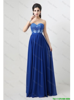 Hot Sale Sweetheart Blue Prom Dresses with Appliques