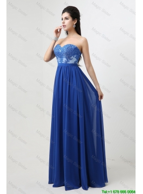 Hot Sale Sweetheart Blue Prom Dresses with Appliques