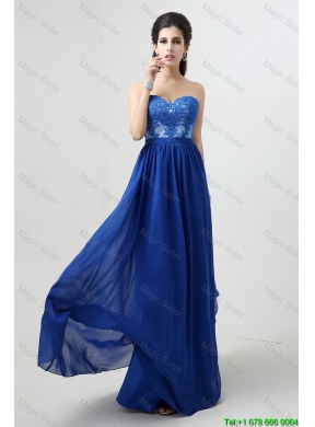 Hot Sale Sweetheart Blue Prom Dresses with Appliques